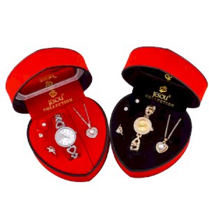 4 in 1 Female Jewelry Set Quartz Watch Crystal Design Necklace Earrings ring For Lady's Mom/Sister/Friends Gift Box