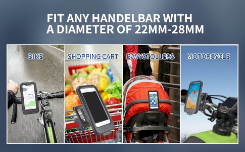 Waterproof Bike Phone Holder Case Universal Motorcycle Bicycle Phone Mount 360 Rotation Adjustable Clip Stand