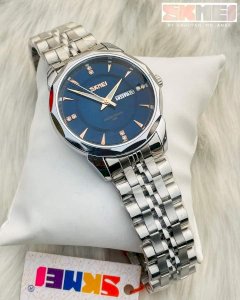 SKMEI Men Watch Fashion Waterproof Stainless Steel Date Day Display Men Quartz Watch 9268 - Silver & Blue