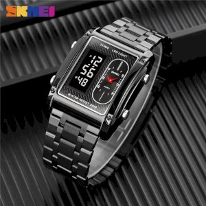 Skmei 1868 Luxury Stainless Steel LED Waterproof Sports Black Digital Men Watch
