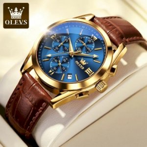 OLEVS Luxury Smart Fitness Wrist Watch(brown blue)_6850