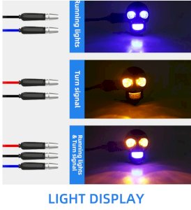 2PCS Dual Color Motorcycle LED Skull Shape Waterproof Fog Light Auxiliary Headlights ATV Scooter Driving For Racer Spotlight