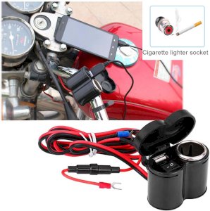 Motorcycle USB Charger Cigarette Lighter Waterproof With Switch For Phone Navigation