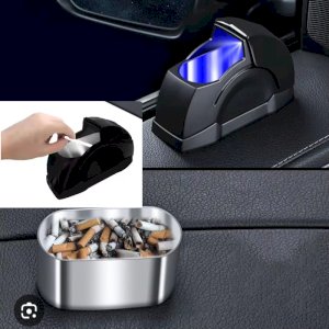 Windproof Smokeless LED Car Ashtray – Luxury ABS Metal Lid, Stylish Car Interior Accessory